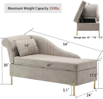 Andeworld Upholstered Tufted Chaise Lounge Chair, Faux Suede, Khaki