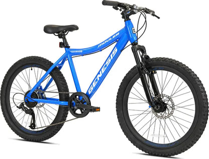 Genesis Boys Mountain Bike, Blue, Aluminum Frame, 24 inch, 8-Speed, Disc Brakes - 92420