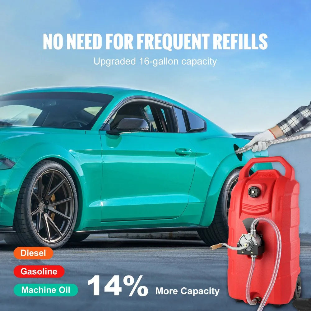 16 Gallon Portable Fuel Caddy, 7.8 L/Min, Red - JGC16P