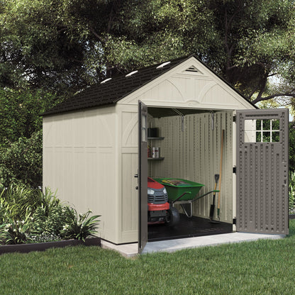 8 x 10 ft Steel-Reinforced Double-Wall Resin Storage Shed - Vanilla