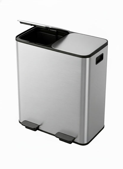 Garvee Dual Compartment Kitchen Step Trash Can, 2 x 10.6 gal, Silver