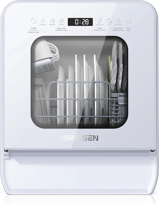 AIRMSEN Countertop Dishwasher, 5.2 Liters, 4/5 Place Settings, White - A01