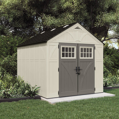 8 x 10 ft Steel-Reinforced Double-Wall Resin Storage Shed - Vanilla
