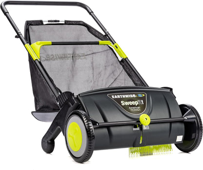 21-Inch Leaf And Grass Push Lawn Sweeper - Black