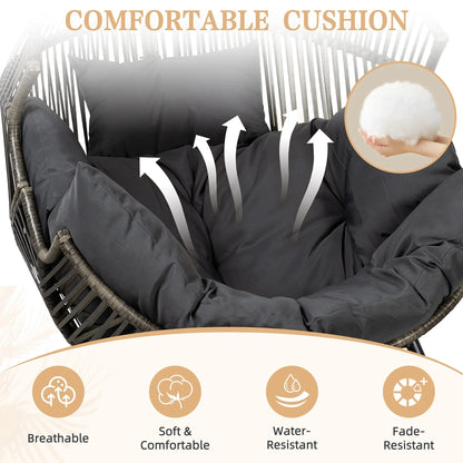 Walsunny Outdoor Patio Wicker Oversized Egg Chair With Cushion