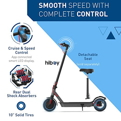 Hiboy Folding Electric Scooter, 500W Motor, 10in Solid Tires - S2 Pro