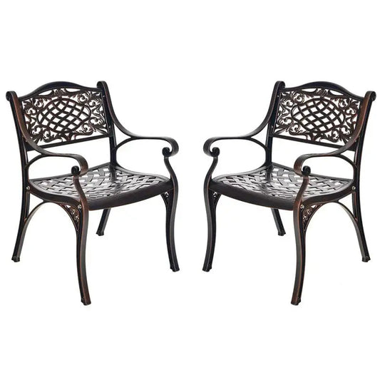 All-Weather Cast Aluminum Outdoor Dining Chairs, Set Of 2 - 23 in x 22 in x 32.5 in