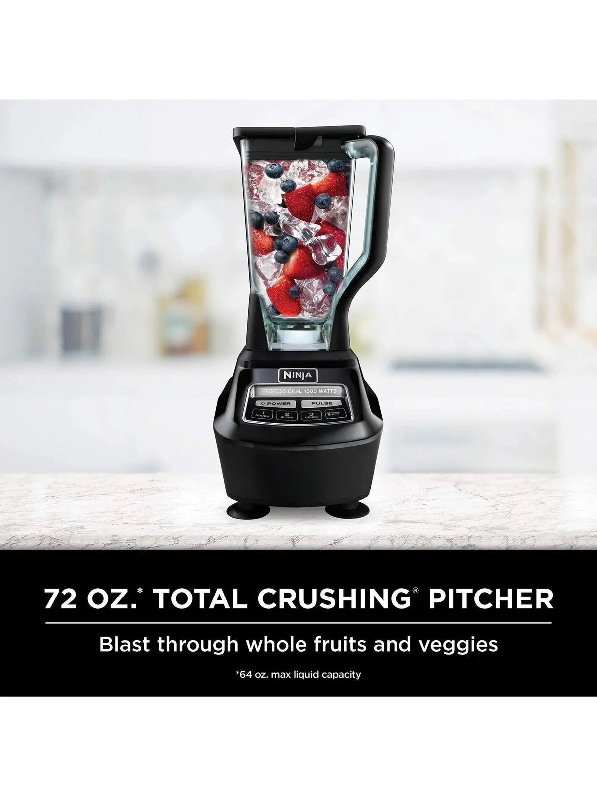 Ninja Mega Kitchen System 1500W With 72-oz Pitcher, 64-oz Processor Bowl And Two 16-oz Cups - BL770