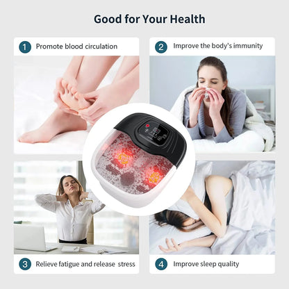 YOZIHAYL Foot Spa Bath Massager With Heat, Bubbles, Vibration, Red Light And 8 Massage Rollers