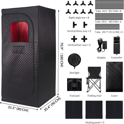 Personal Indoor Infrared Sauna Tent With Red Light Therapy, 9 Levels Up To 140F
