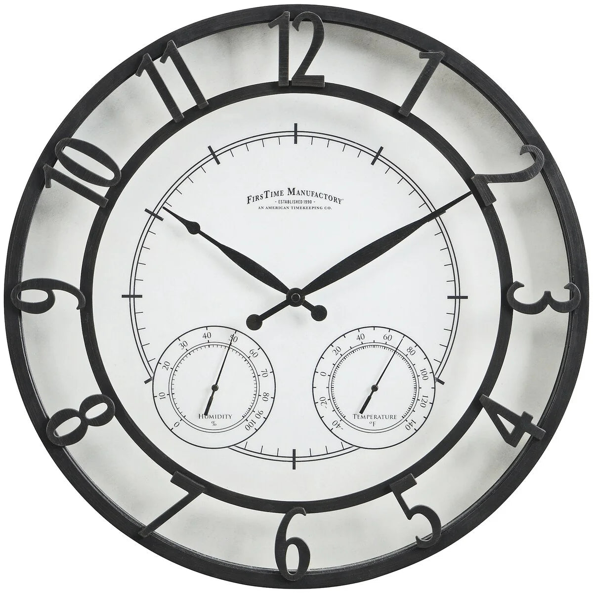 18 Inch Bronze-Tone Outdoor Wall Clock With Thermometer And Hygrometer