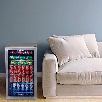 NewAir Beverage Refrigerator Cooler, 126 Cans, 3.4 Cubic Feet, Stainless Steel - AB-1200