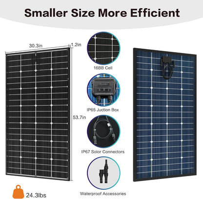 JJN Bifacial Solar Panels, 2 Pcs 200W, 12V, 16BB N-Type - 400W