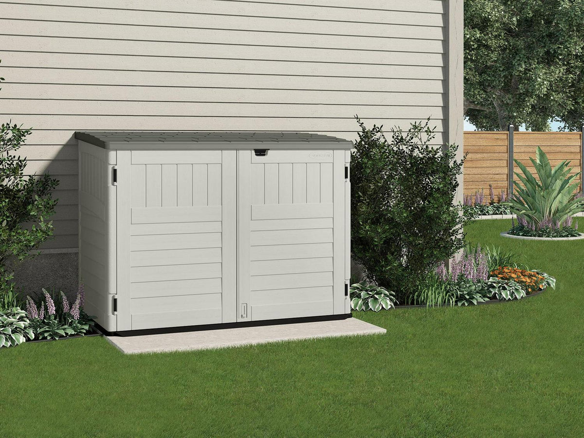 Suncast Resin Storage Shed, Off-White/Gray, 70.5in W x 44.25in D x 52in H - BMS4700