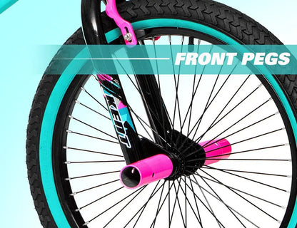Kent Bicycles Girls' Tempest Bike, 20 inch, Black/Aqua, Single Speed, Steel Frame - 72071