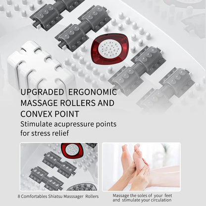 YOZIHAYL Foot Spa Bath Massager With Heat, Bubbles, Vibration, Red Light And 8 Massage Rollers
