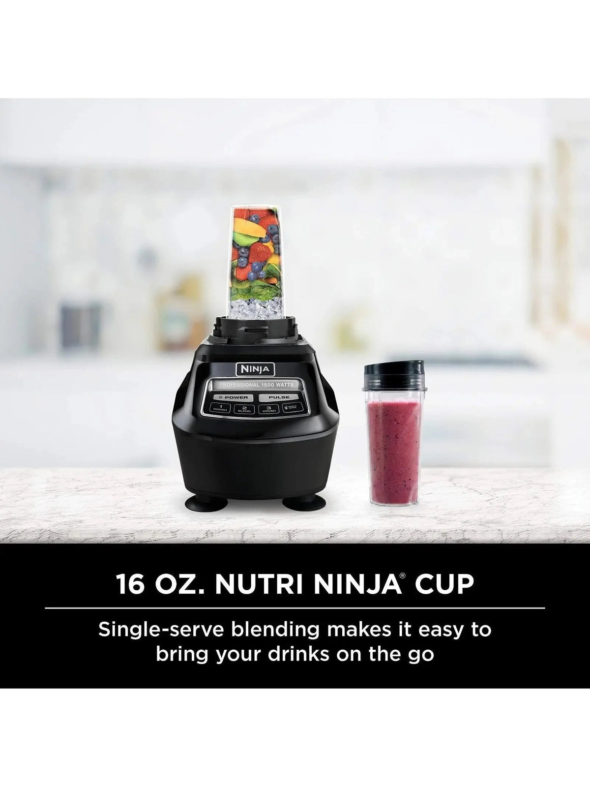 Ninja Mega Kitchen System 1500W With 72-oz Pitcher, 64-oz Processor Bowl And Two 16-oz Cups - BL770