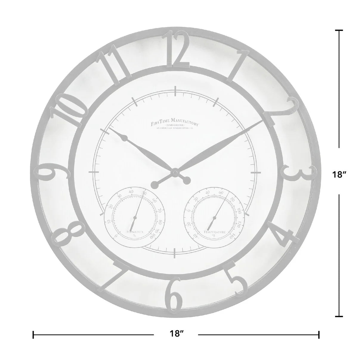 18 Inch Bronze-Tone Outdoor Wall Clock With Thermometer And Hygrometer