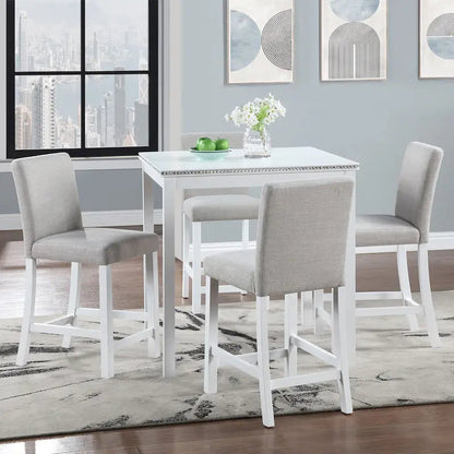 Modern 5-Piece Counter Height Dining Set With Square Table And 4 Upholstered Chairs
